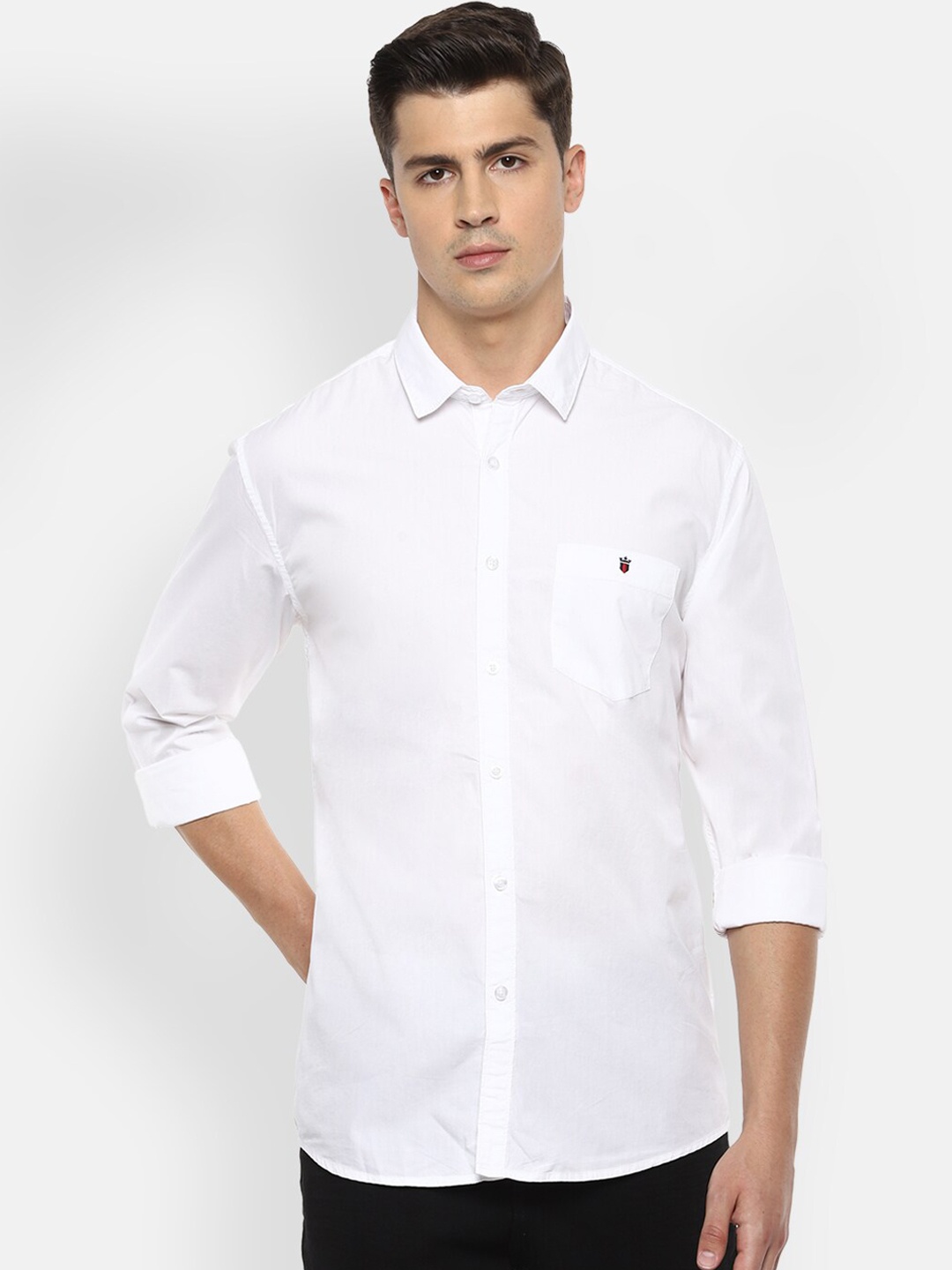 Louis Philippe Jeans Men White Slim Fit Solid Casual Shirt