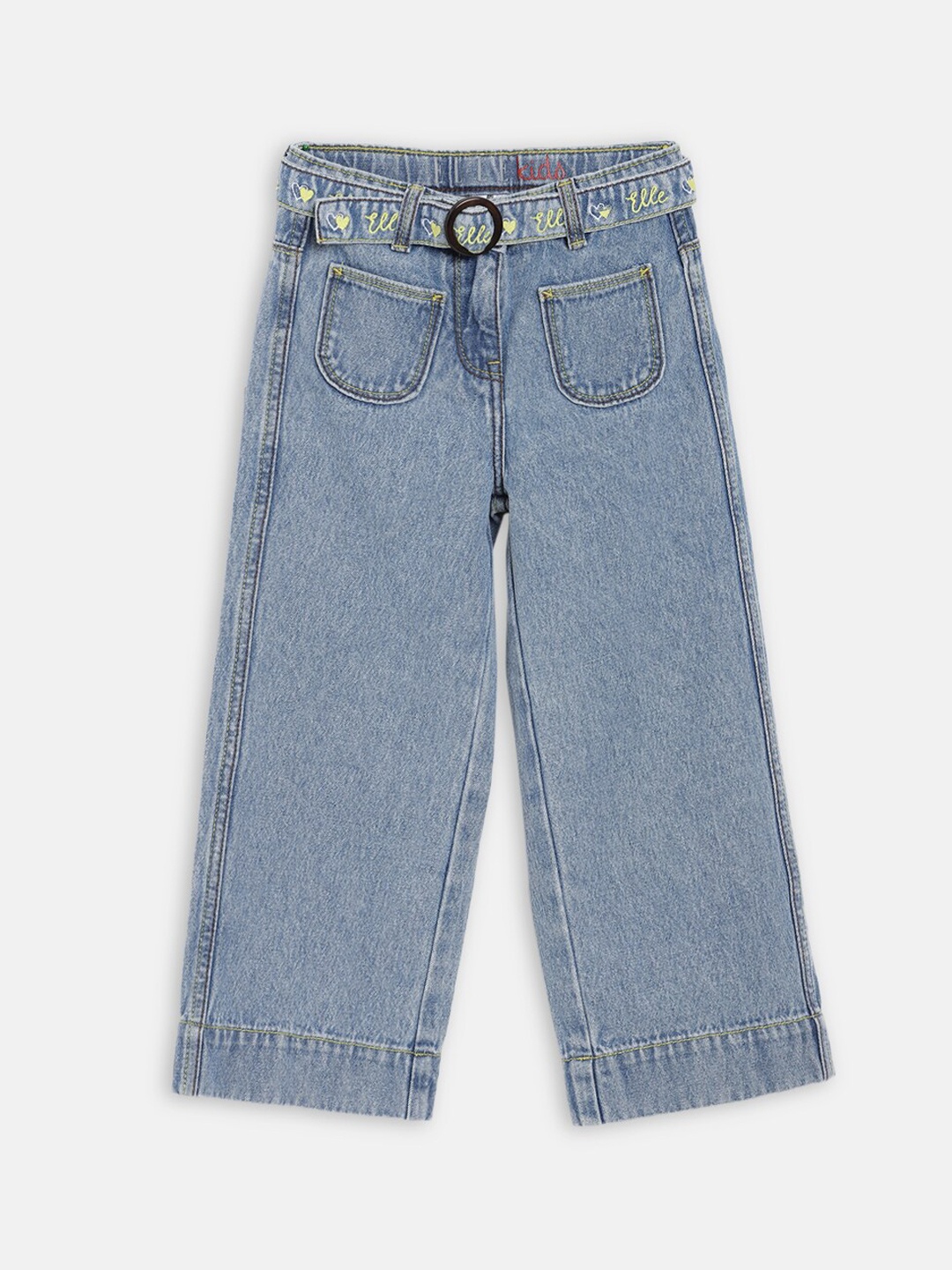 

ELLE Girls Blue Wide Leg Light Fade Cotton Jeans