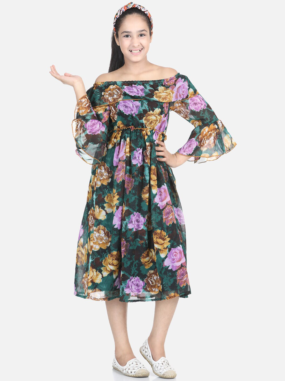 

Cutiekins Girls Black & Pink Printed Fit & Flare Dress
