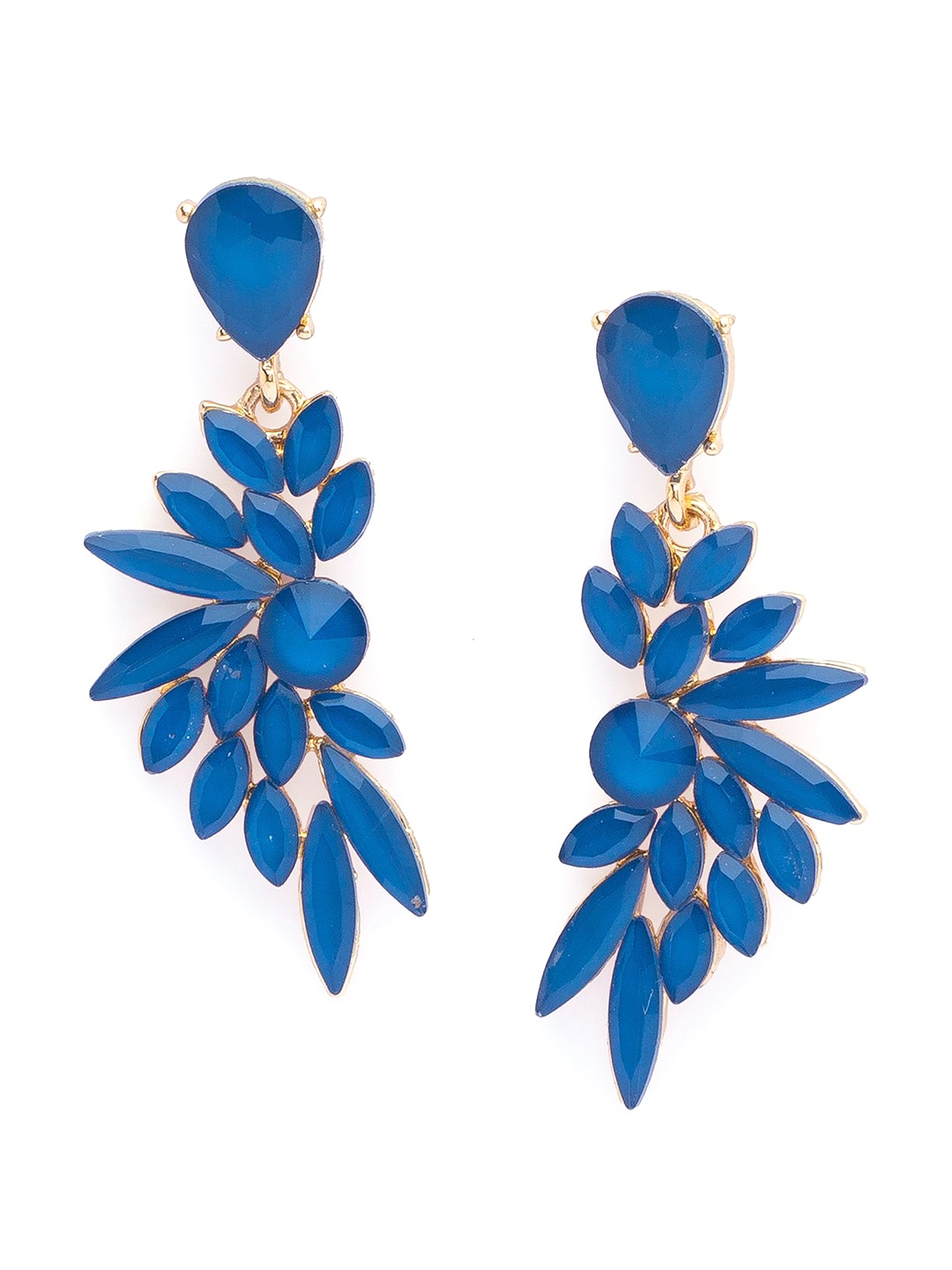 

Globus Blue & Gold-Toned Leaf Shape Drop Earrings