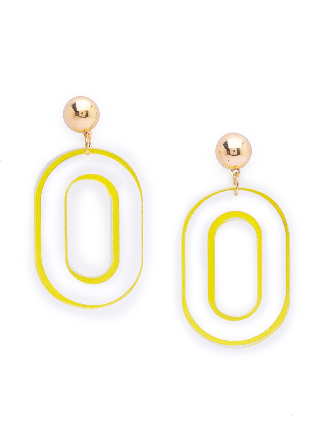 

Globus White & Yellow Plastic Oval Drop Earrings
