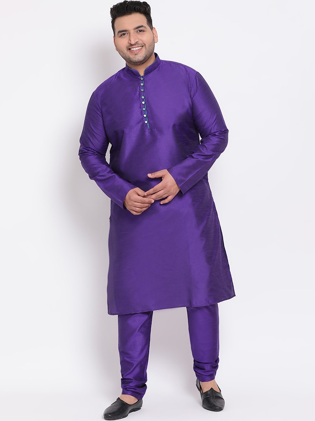 hangup trend Men Purple Solid Kurta with Churidar