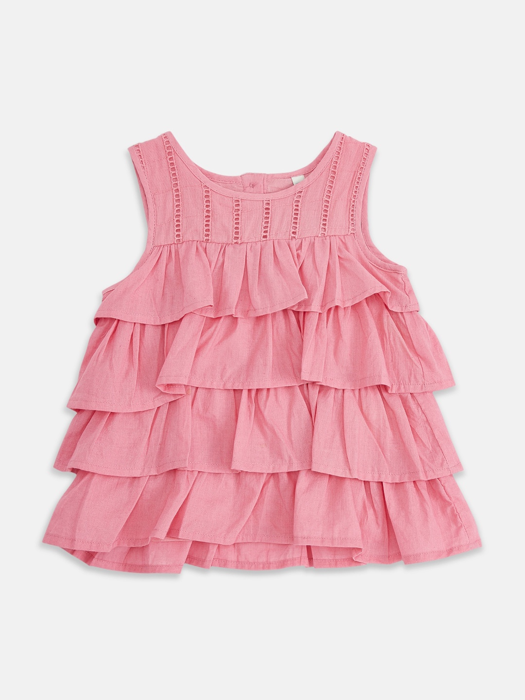 

Pantaloons Baby Girls Pink Tiered Top