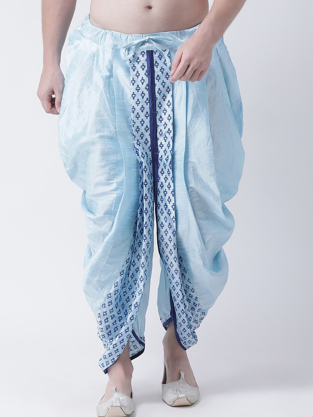 

DEYANN Men Blue Printed Dupion Silk Dhoti Pants