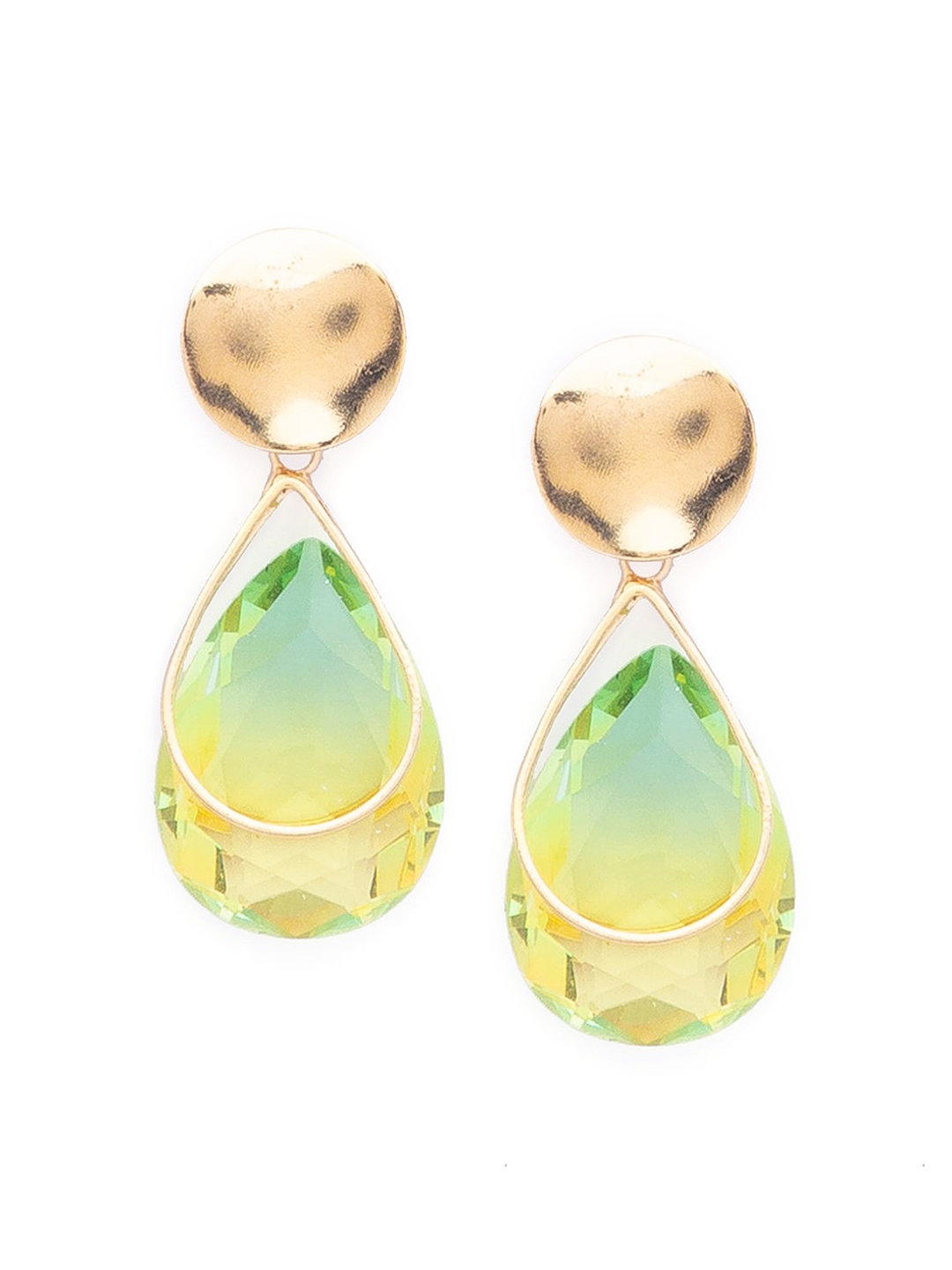 

Globus Gold-Toned & Yellow Tear Drop Dangling Stud Earring