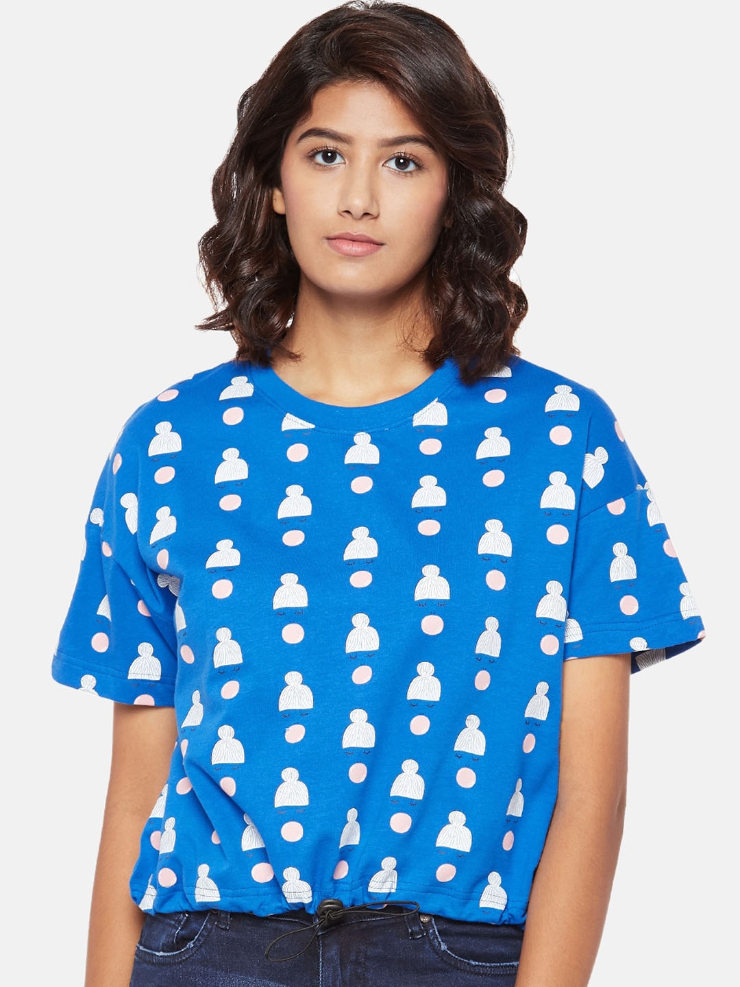 

People Blue & White Geometric Top