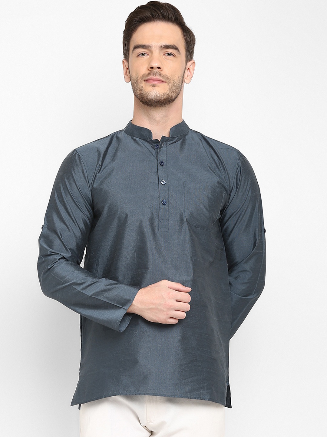 

hangup trend Men Grey Solid Short Kurta