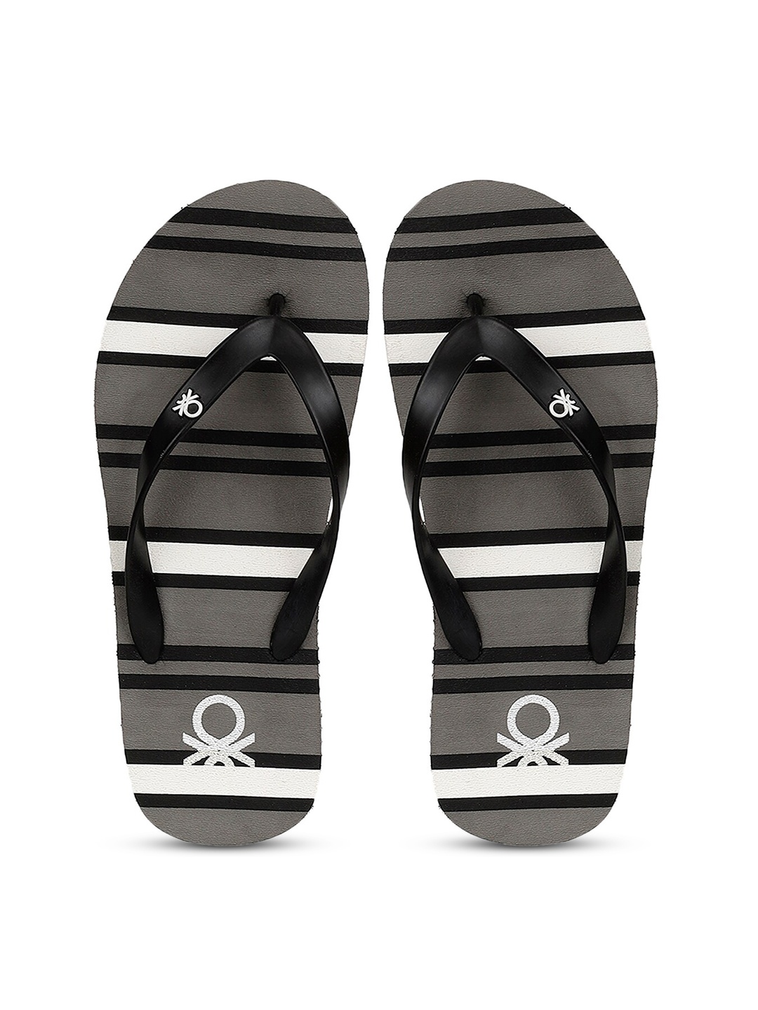 

United Colors of Benetton Men Black & Grey Solid Thong Flip-Flops