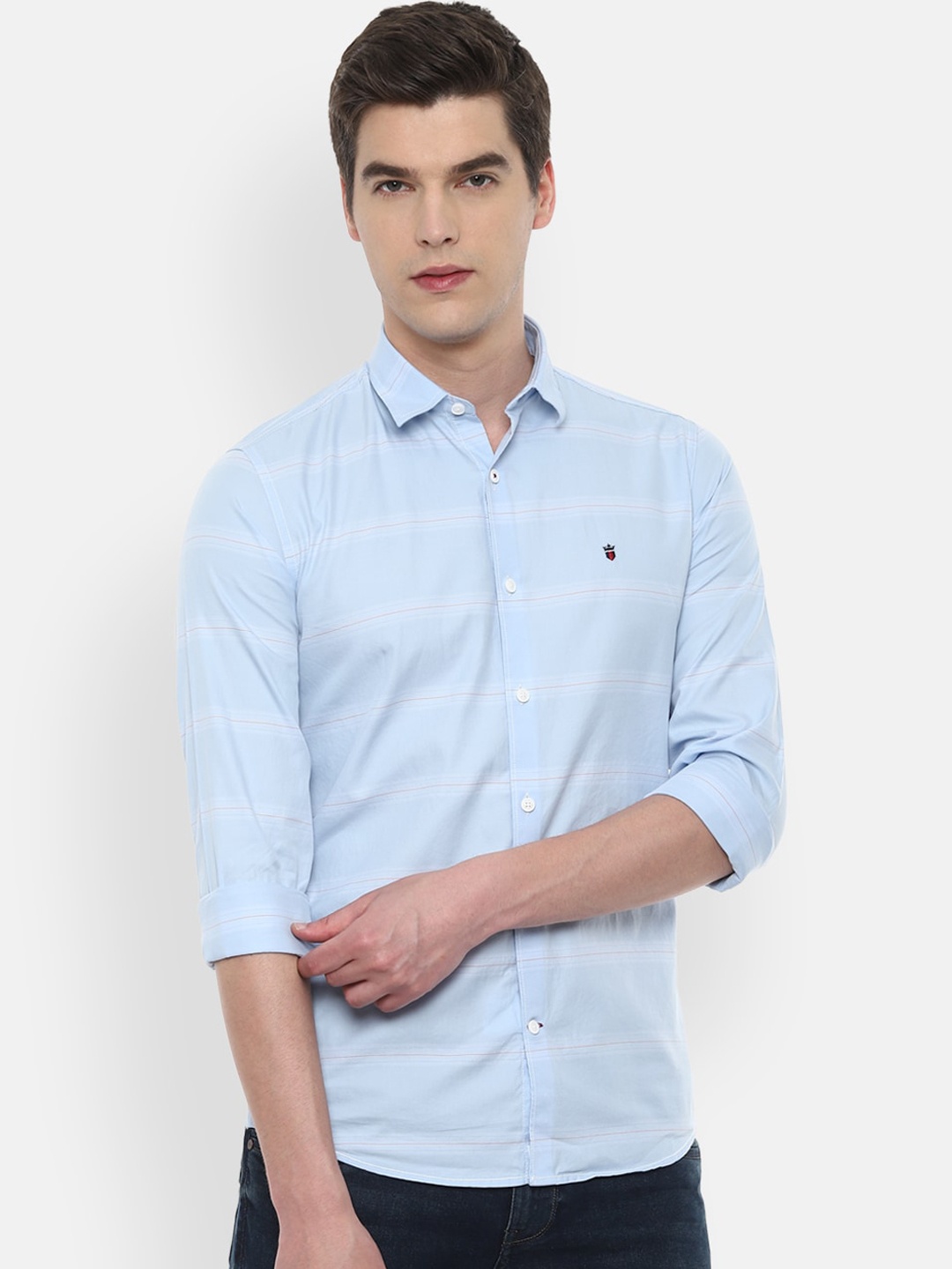 

Louis Philippe Sport Men Blue Slim Fit Striped Cotton Casual Shirt