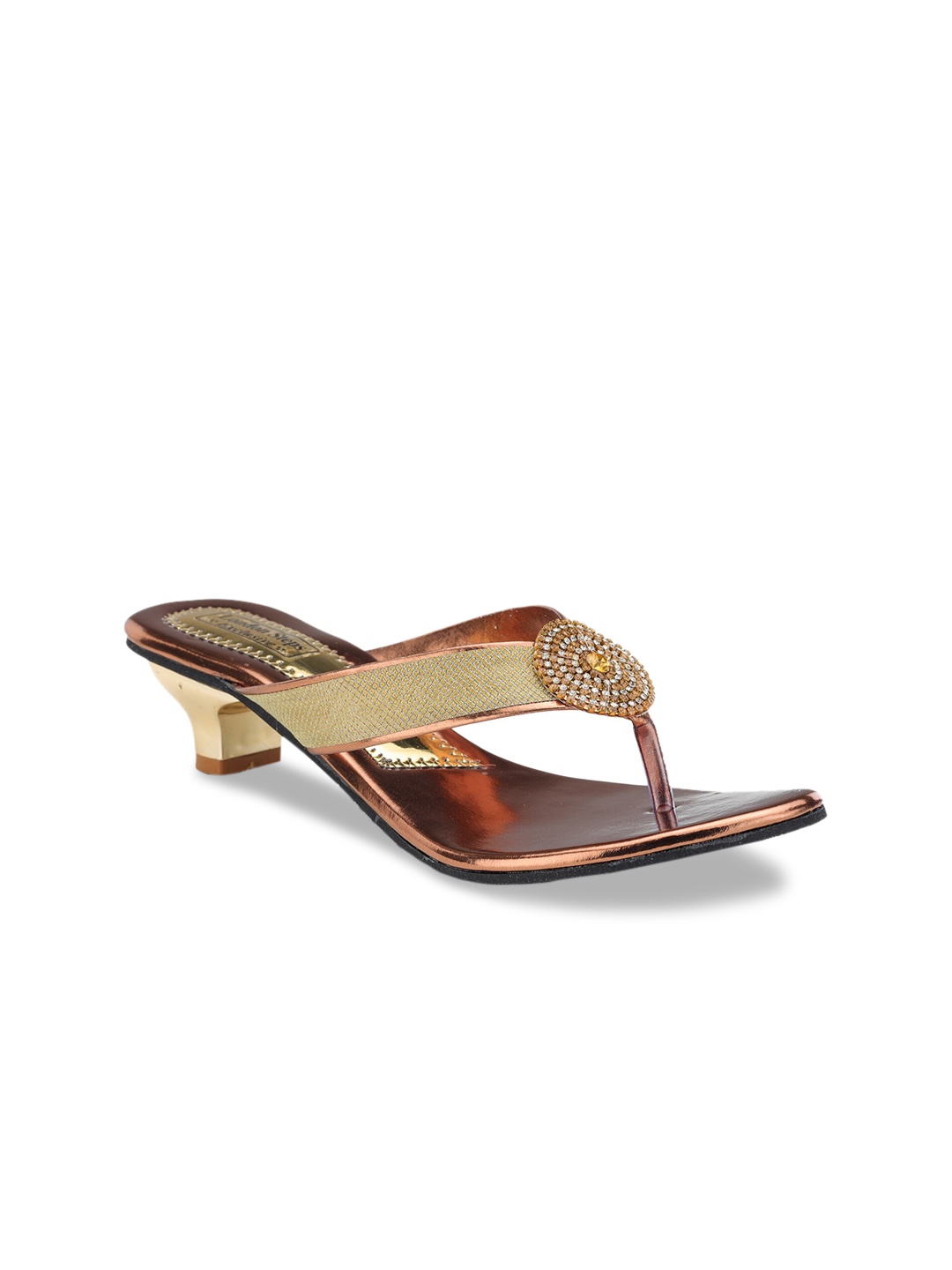 

LONDON STEPS Women Copper-Toned Printed Open Toe Sandals