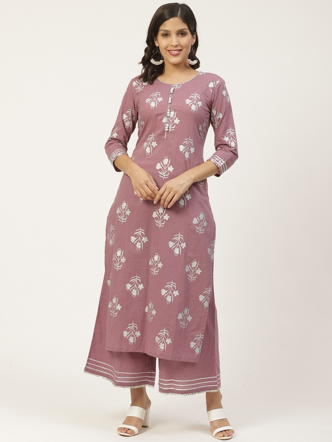

Varanga Women Mauve Printed Kurta with Palazzos