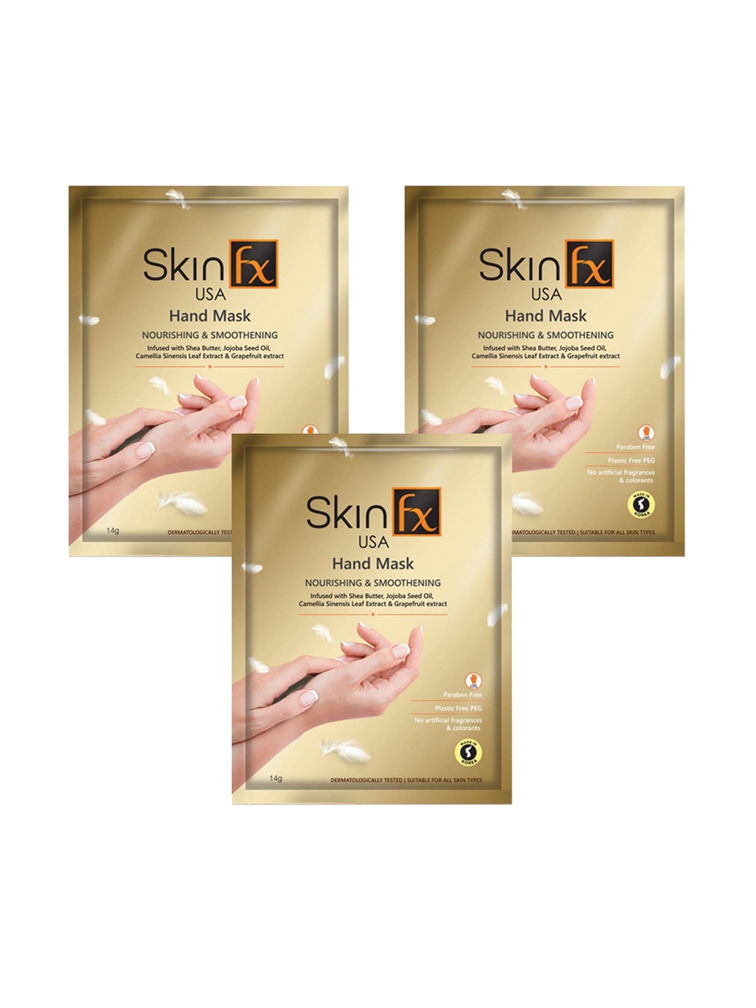 

Skin Fx Set of 3 Nourishment And Smoothening Hand Masks, Gold
