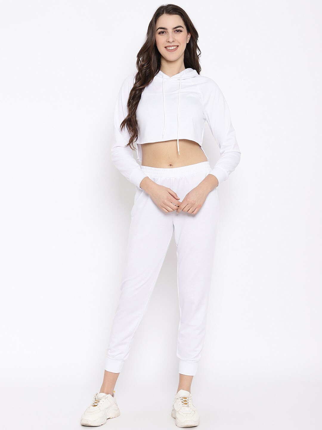 

iki chic Women White Solid Top with Joggers