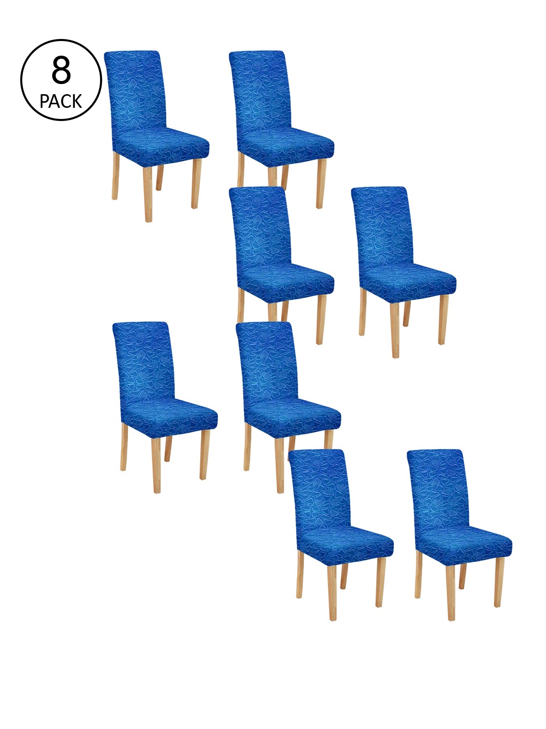 

Cortina Set Of 8 Blue Self Design Chair Covers