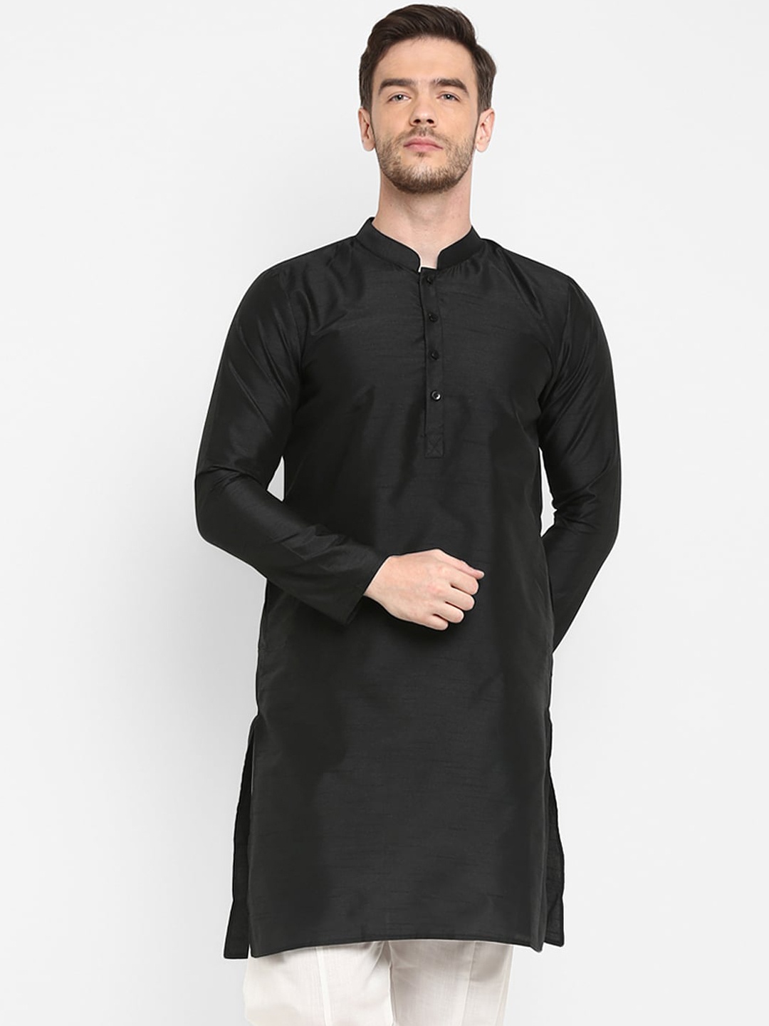 

hangup trend Men Black Solid Straight Kurta