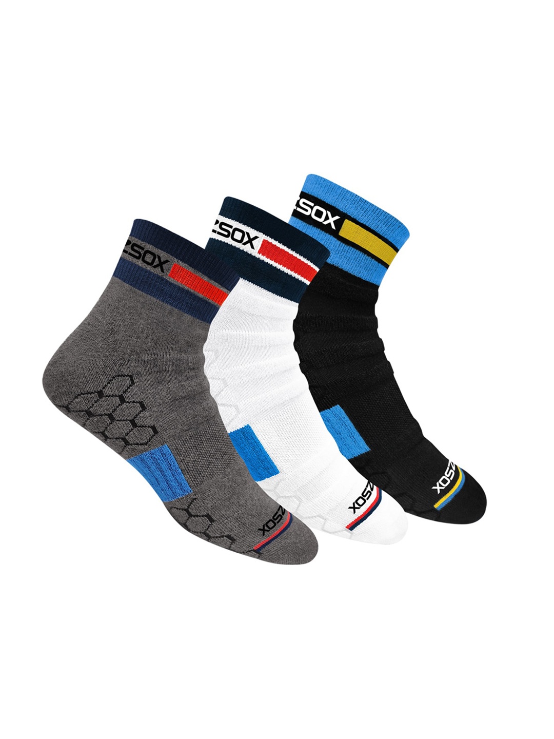 

BLITZSOX Men Pack Of 3 Hi-Tech Performance Athletic Above Ankle-Length Socks, Multi
