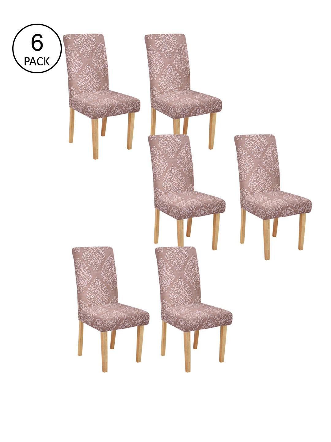 Cortina Set Of 6 Printed Chair Covers, Pink