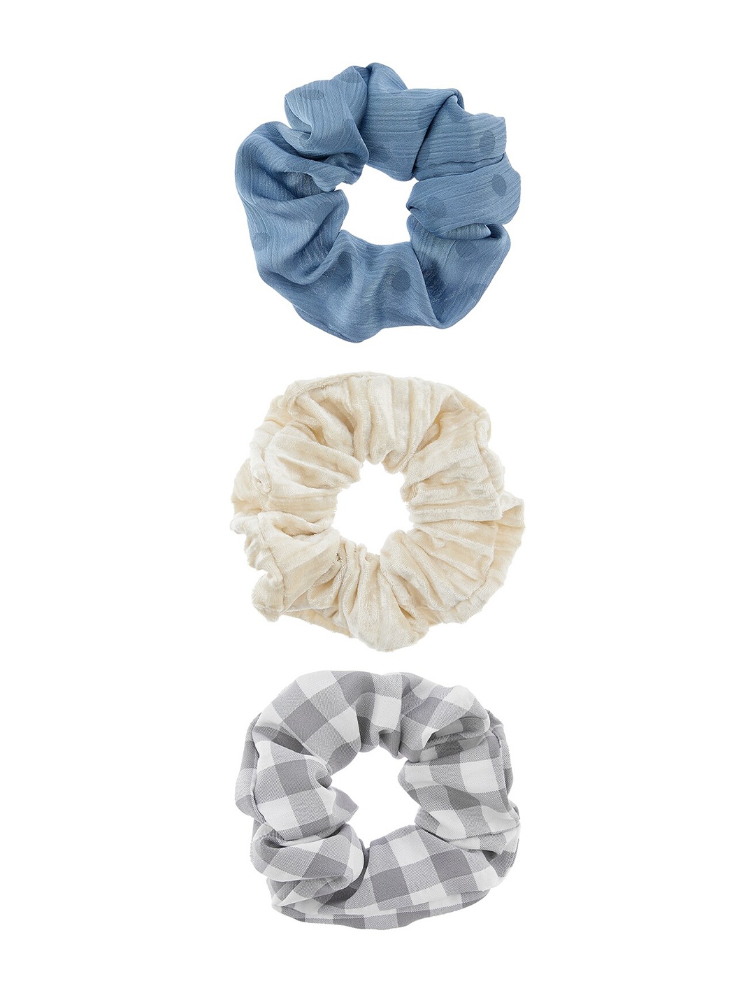 

Accessorize London Women Pack of 3 Check Hair Scrunchies, Blue
