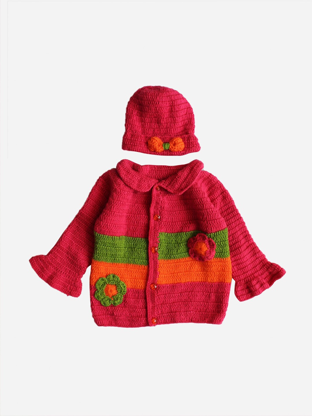 

Woonie Kids Multicoloured Colourblocked Handmade Cardigan Sweater, Multi