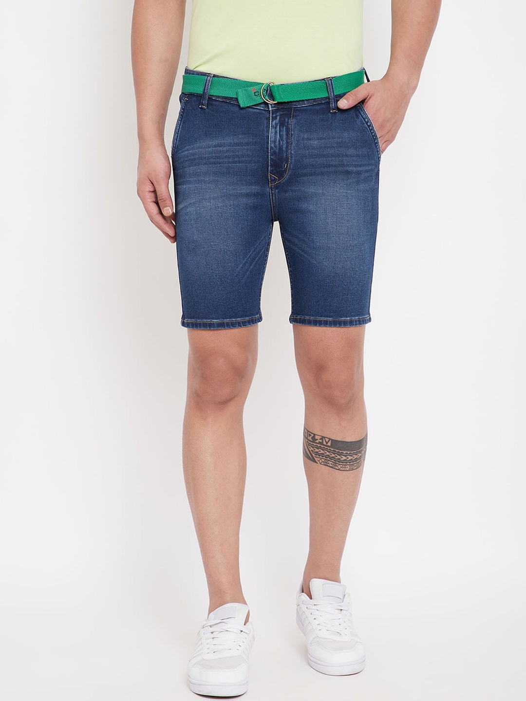 

Canary London Men Blue Washed Regular Fit Denim Shorts