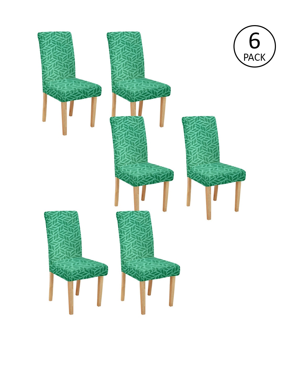 Cortina Set Of 6 Printed Chair Covers, Green
