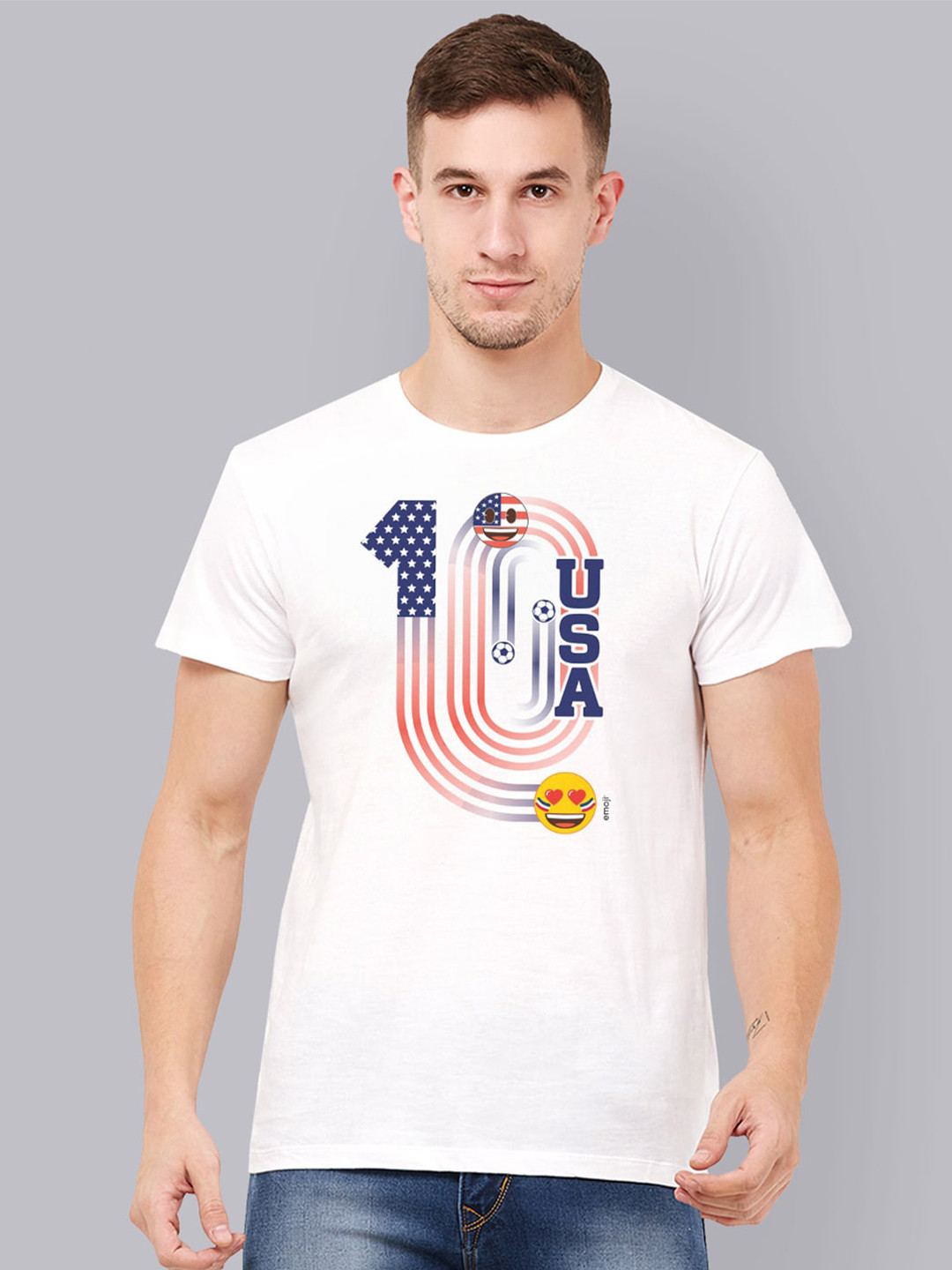 

Free Authority Men White Printed Round Neck T-shirt