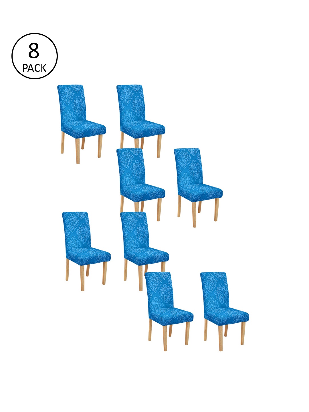 

Cortina Set Of 8 Blue & White Printed Chair Covers