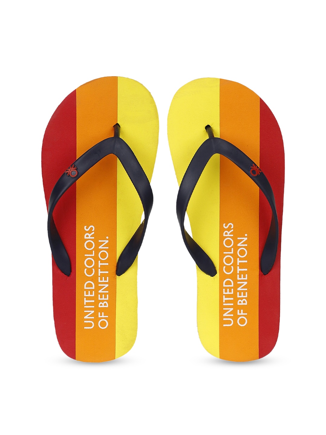 

United Colors of Benetton Men Yellow & Orange Striped Thong Flip-Flops