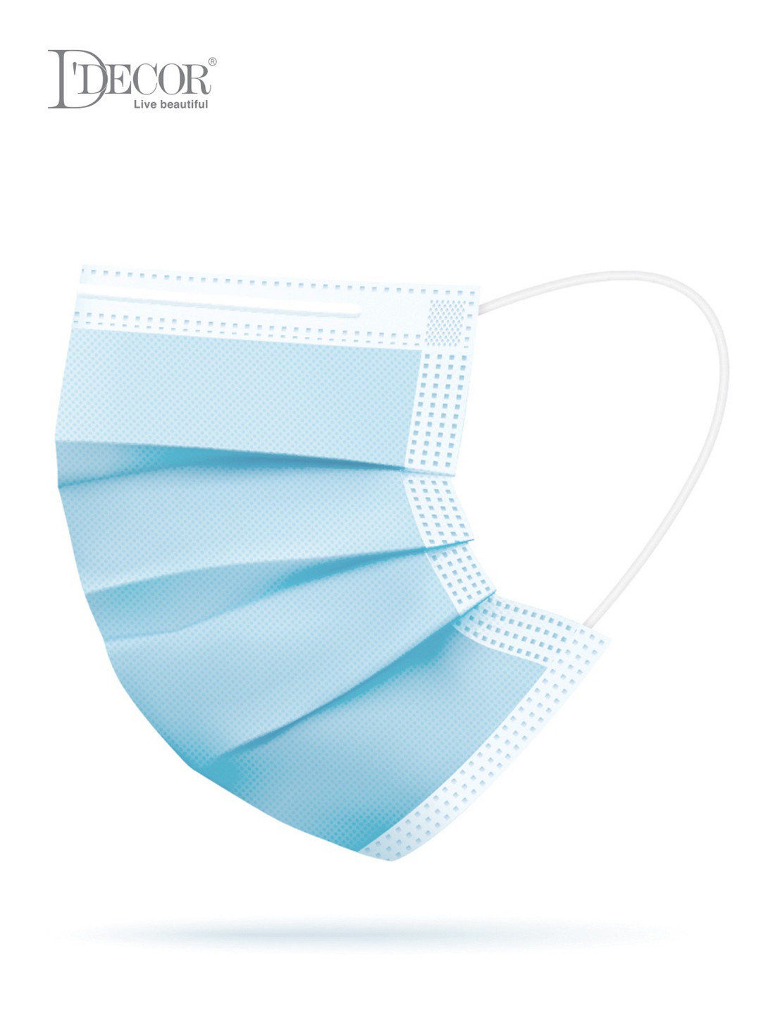 

DDecor Unisex Pack Of 20 Blue & White Solid Surgical Masks