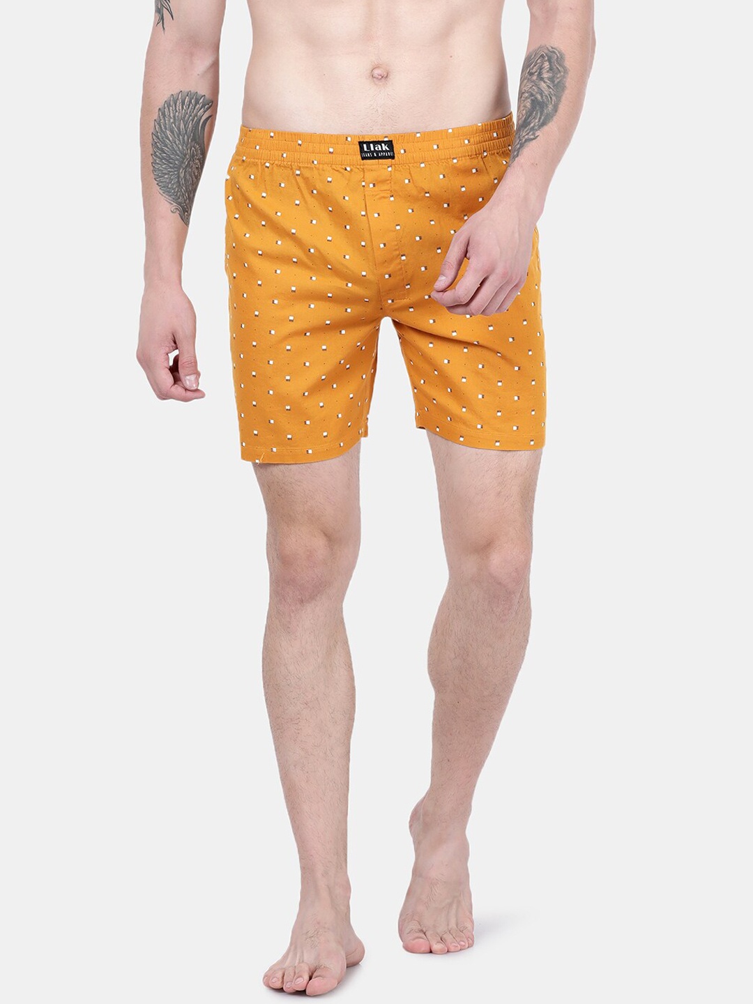 

Llak Jeans Men Orange & Black Printed Boxer 24-BP