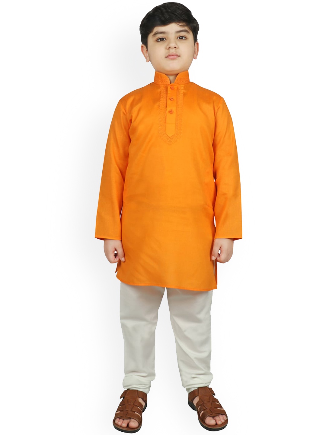 SG YUVRAJ Boys Yellow solid Kurta With Payjama