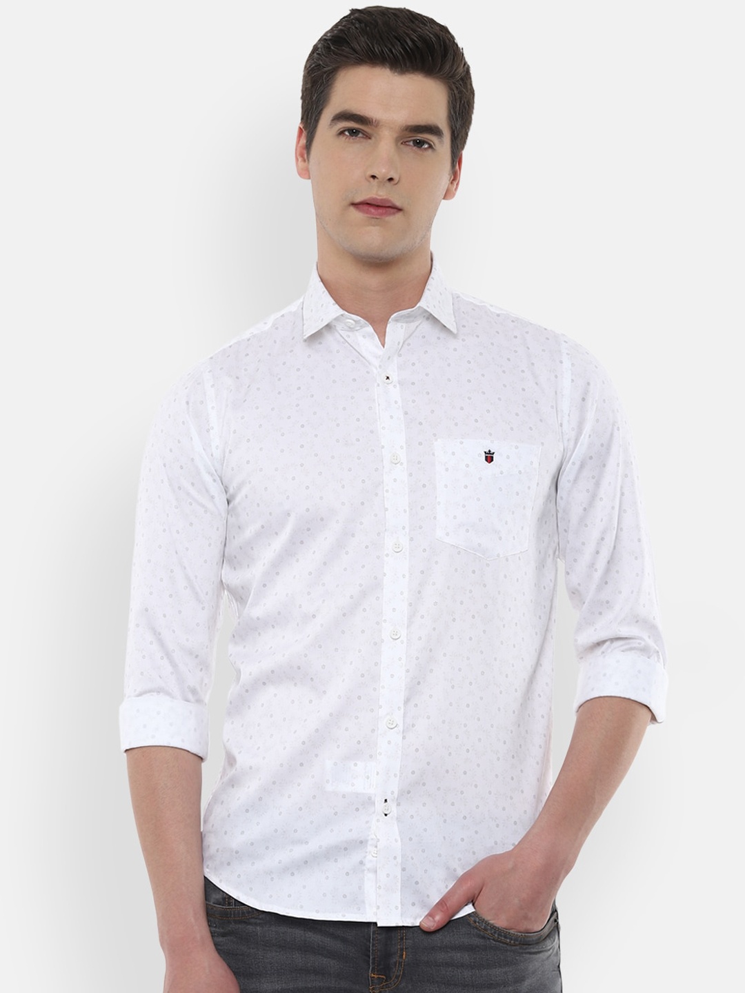 

Louis Philippe Sport Men White Slim Fit Printed Cotton Casual Shirt