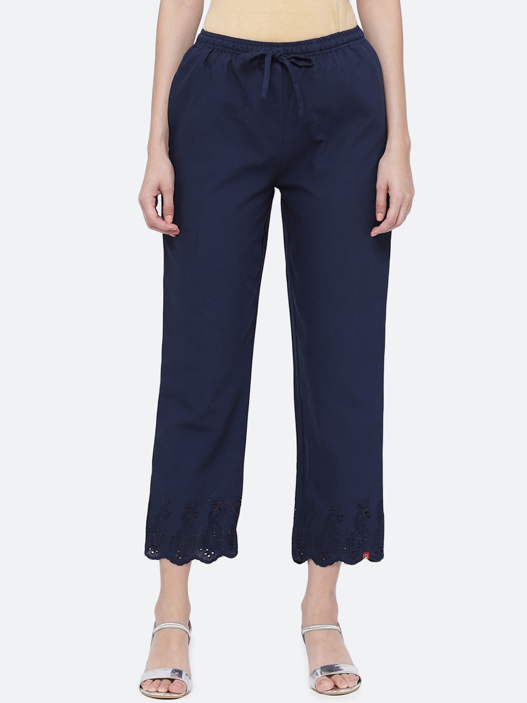 

Biba Women Navy Blue Regular Fit Solid Regular Trousers