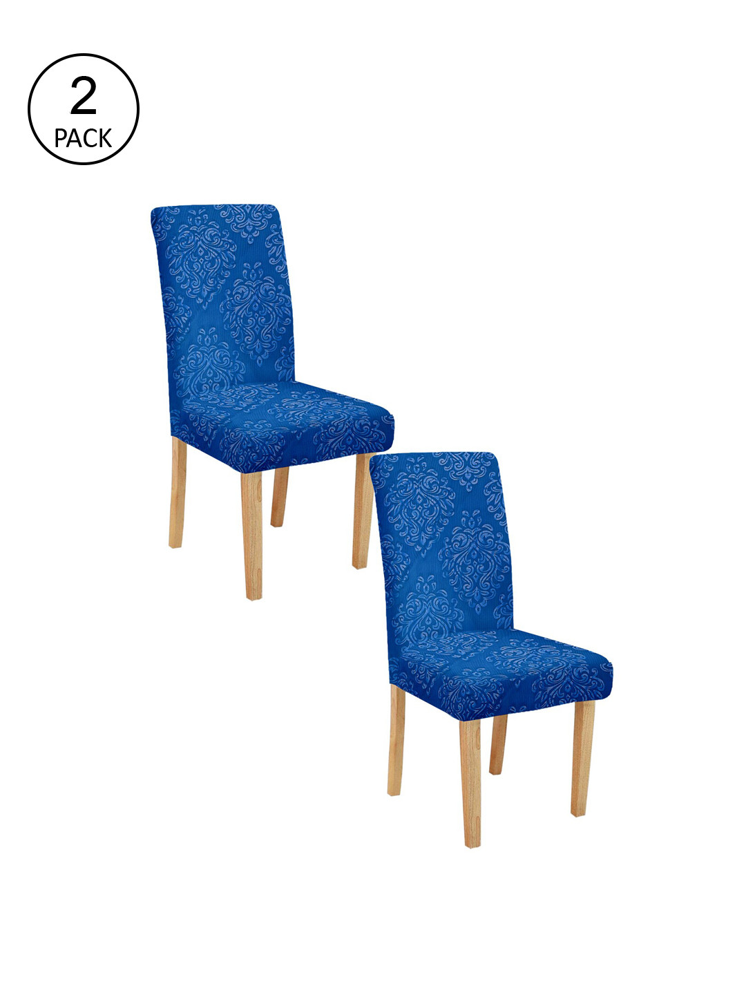 

Cortina Set Of 2 Blue Self-Design Chair Covers