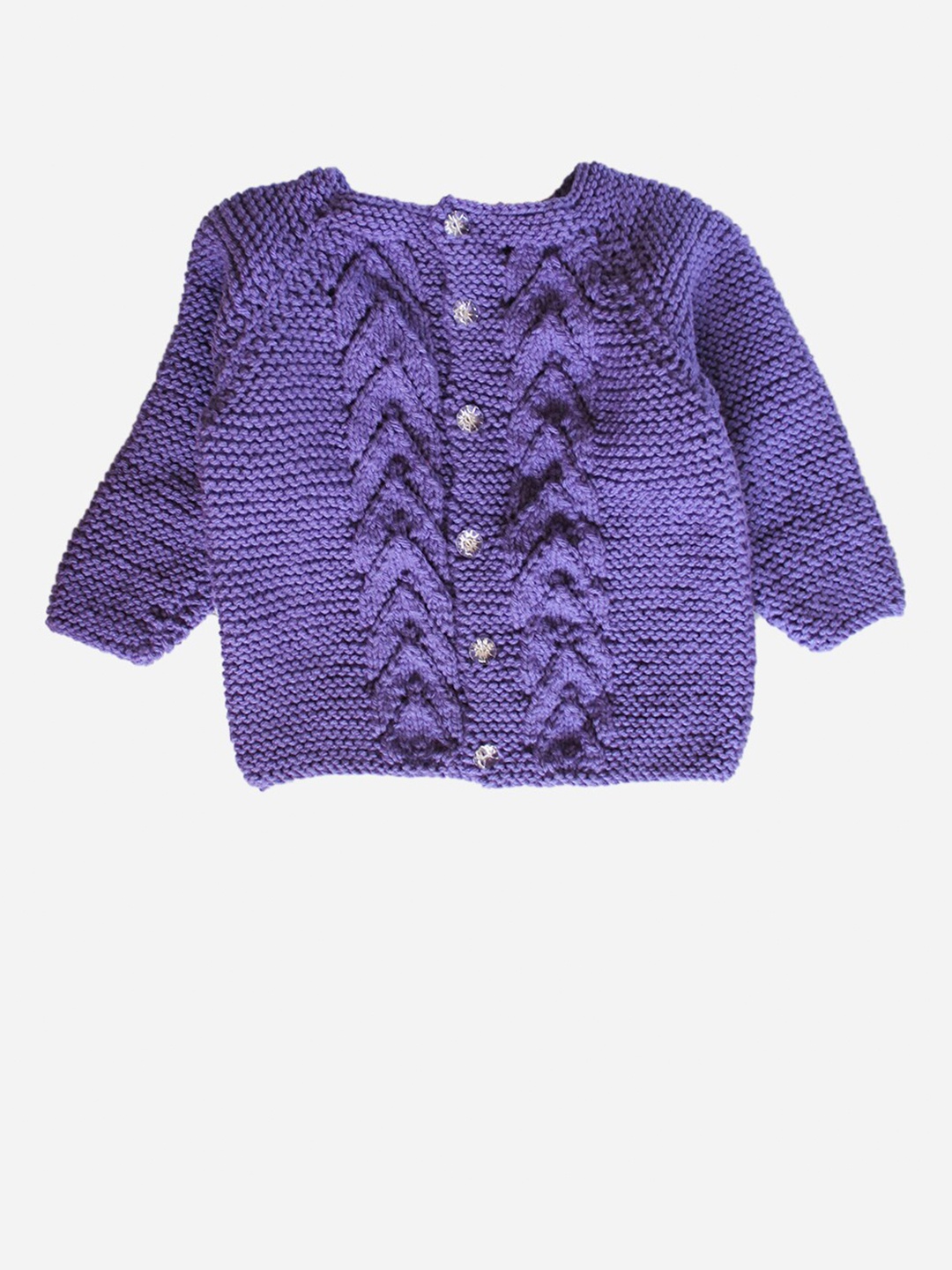 

Woonie Unisex Kids Purple Self Design Cardigan Sweater