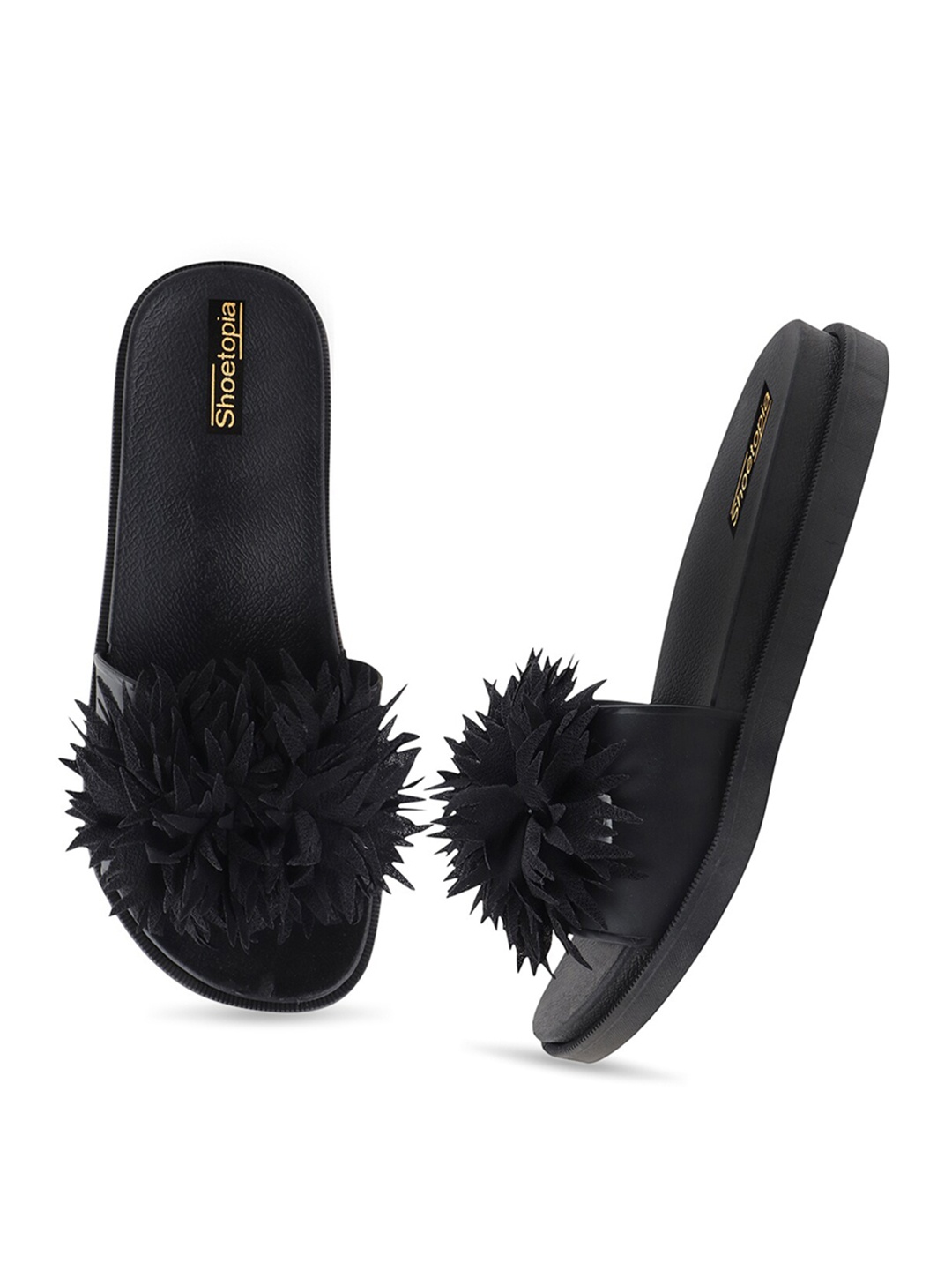 

Shoetopia Girls Black Embellished Sliders
