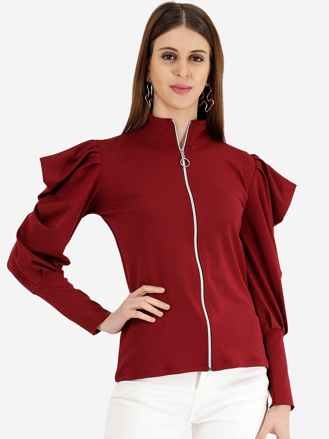 

Darzi Maroon Fitted Top