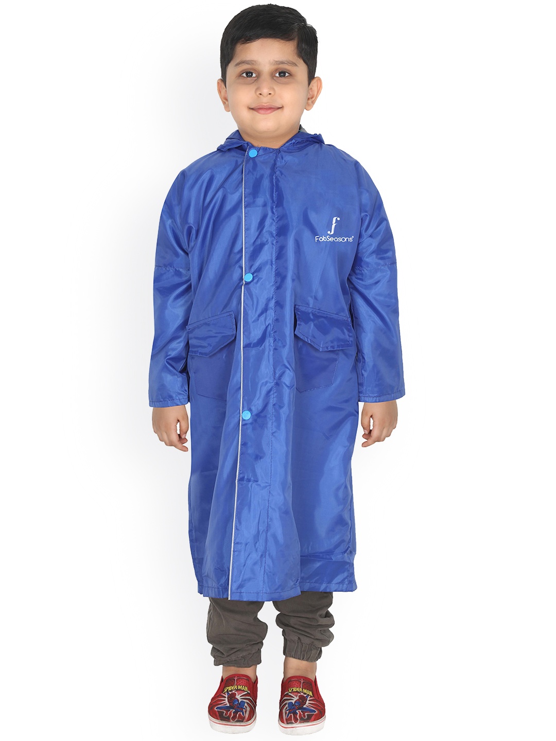 

FabSeasons Kids Blue Solid Waterproof Long Raincoat
