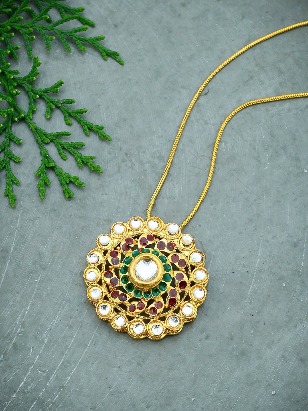 

Silvermerc Designs Gold-Toned & White Brass Gold-Plated Enamelled Chain