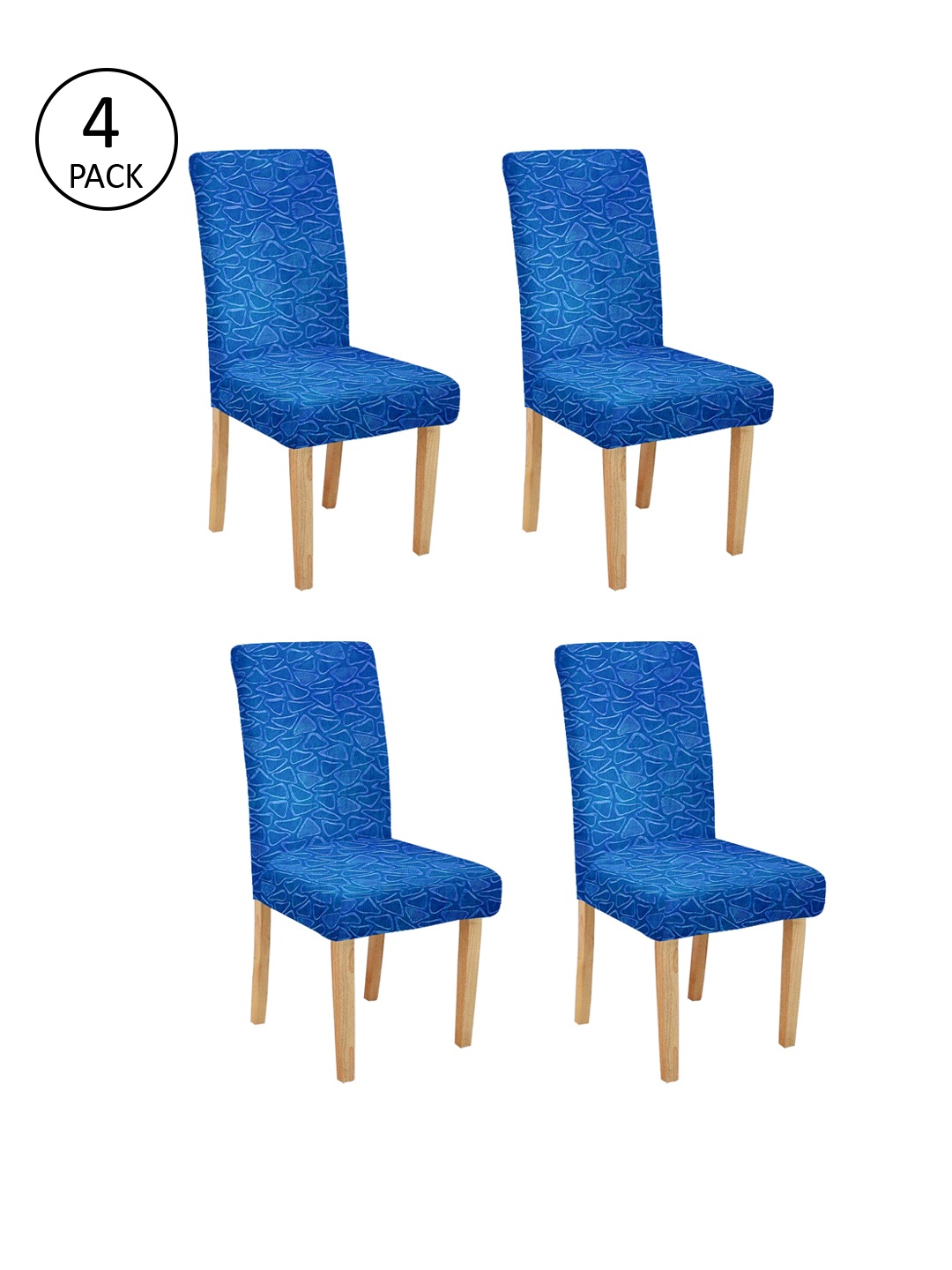 

Cortina Set of 4 Blue Self Design Chair Covers