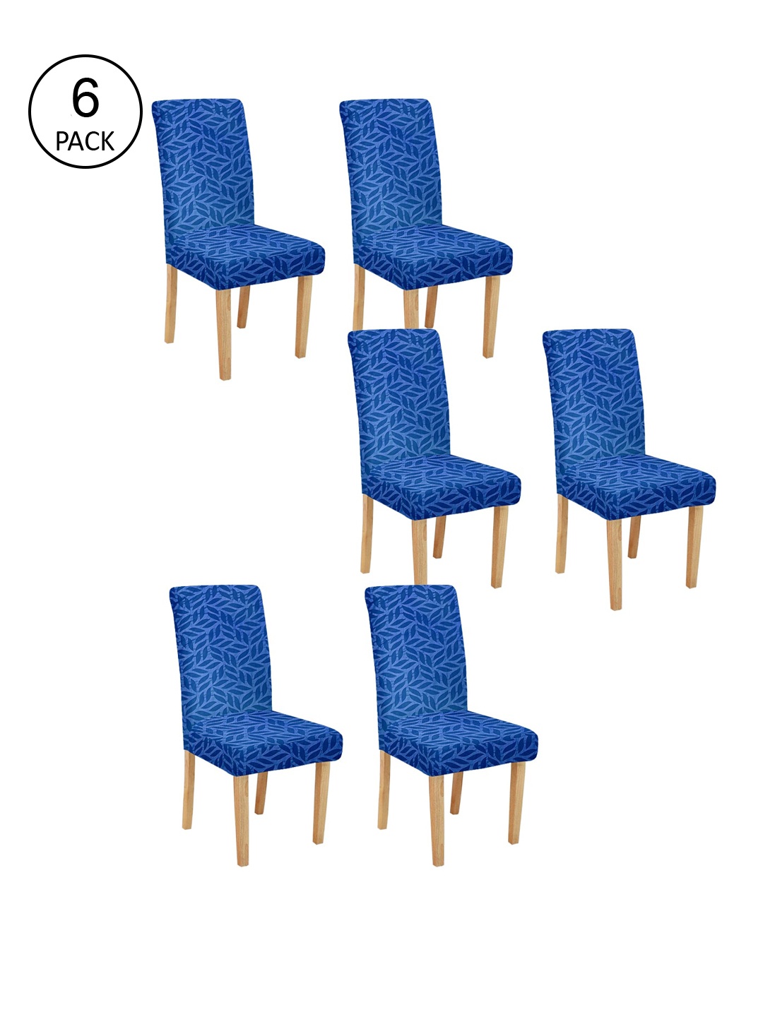 Cortina Set Of 6 Printed Chair Covers, Blue