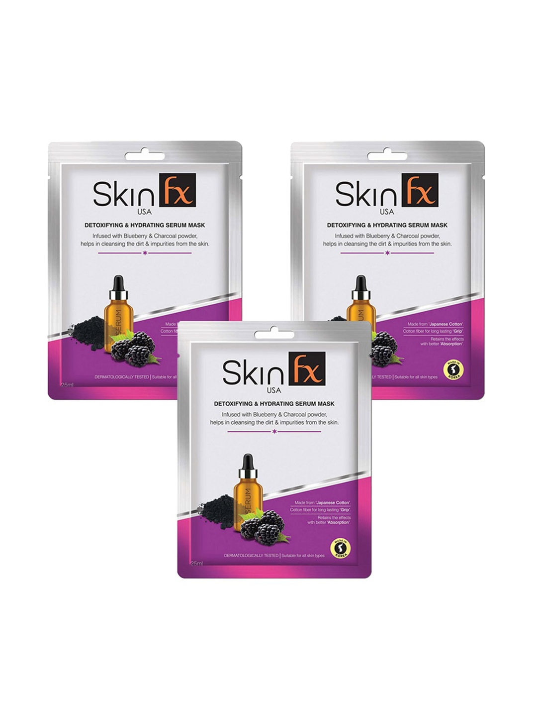 

Skin Fx Set of 3 Detoxifying & Hydrating Serum Masks, White
