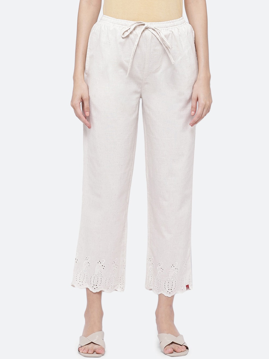 

Biba Women White Regular Fit Solid Parallel Trousers