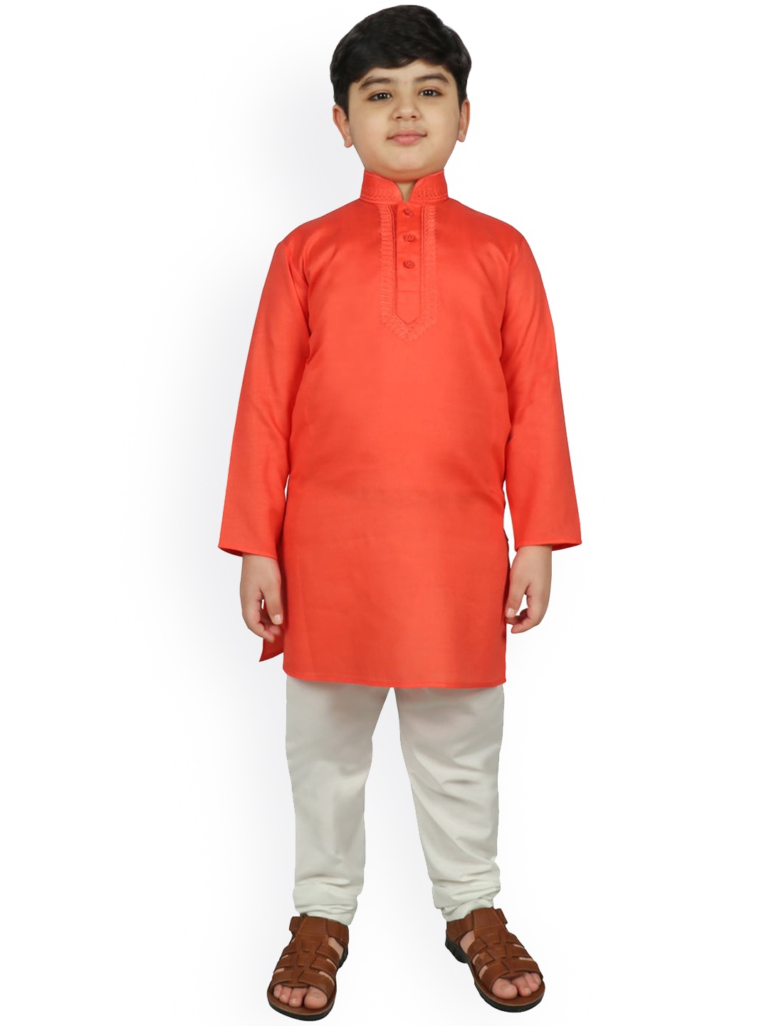 

SG YUVRAJ Boys Orange solid Kurta With Payjama
