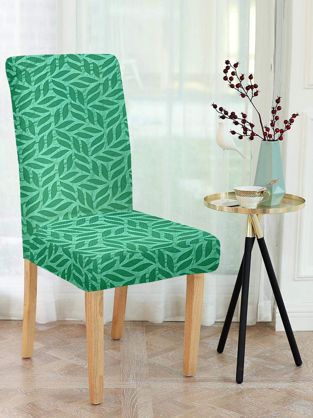 

Cortina Set of 8 Green Self Design Chair Covers