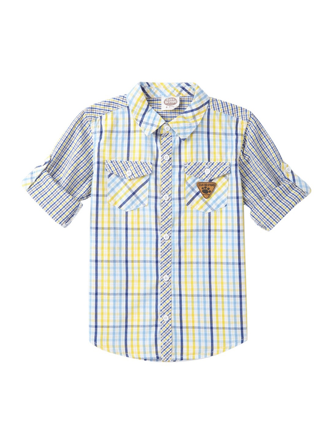 

Cub McPaws Boys Yellow & Blue Regular Fit Checked Casual Shirt