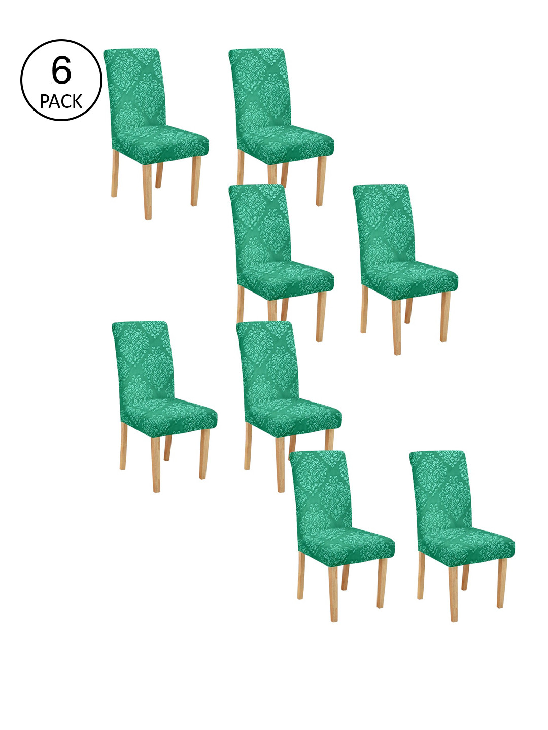 

Cortina Set Of 8 Printed Chair Covers, Green