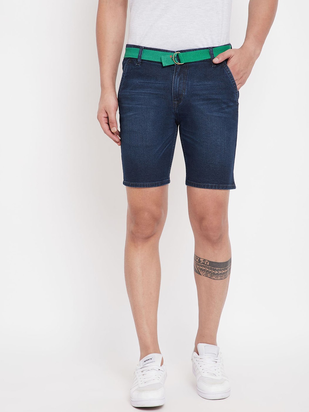 

Canary London Men Blue Washed Regular Fit Denim Shorts