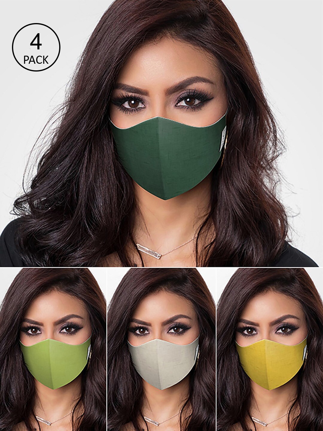 

DDecor Unisex Pack of 4 3-Ply Solid Reuaseable Anti-Viral Protective Outdoor Face Masks, Green