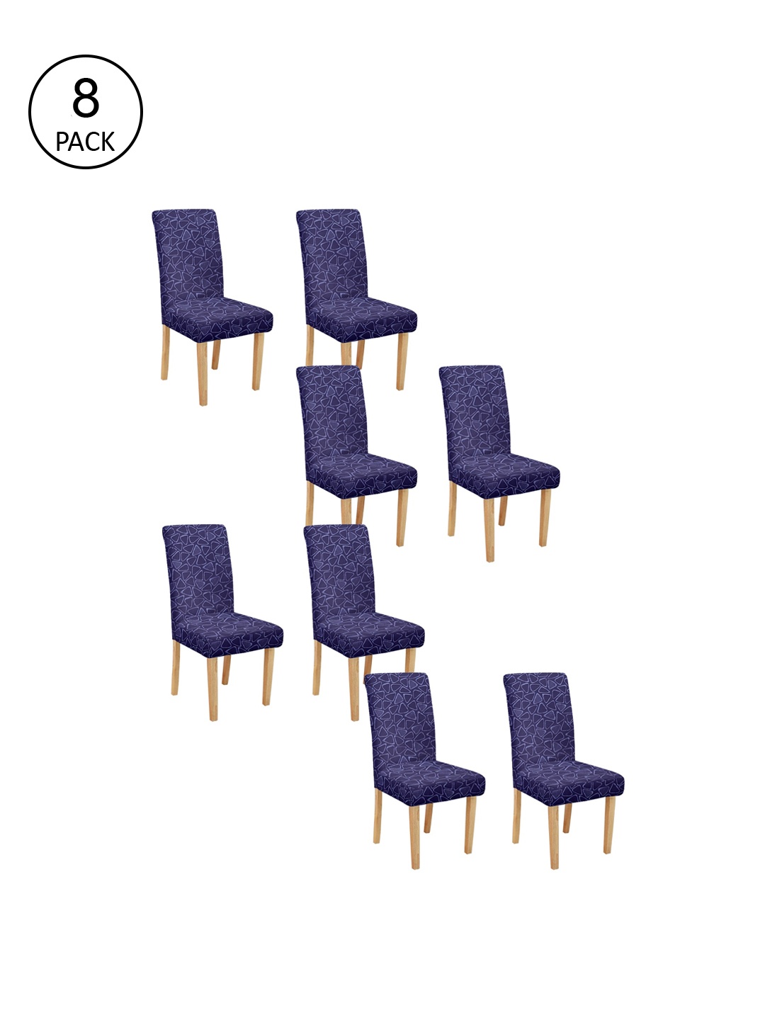Cortina Set of 8 Purple Self Design Chair Covers